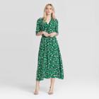 Women's Floral Print Elbow Sleeve Dress - Who What Wear Green