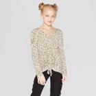 Girls' Long Sleeve Cinched Front Top - Art Class Cream
