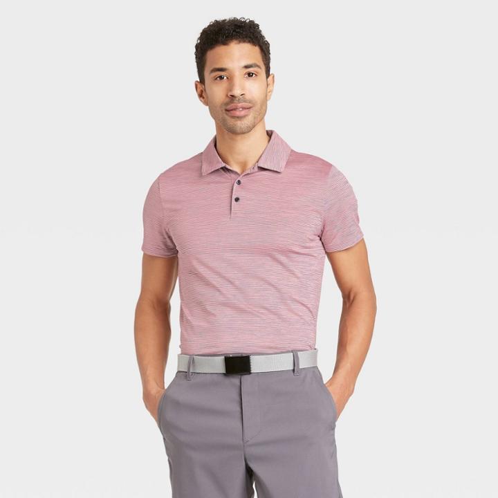 Men's Striped Polo Shirt - All In Motion Navy Pink