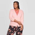 Women's Plus Size Long Sleeve Open Layering Button Front Cardigan - Ava & Viv Blush