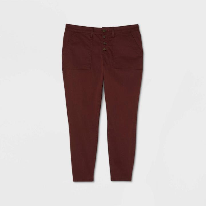 Women's Plus Size Mid-rise Casual Fit Utility Skinny Jeans - Universal Thread Burgundy