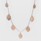 Distributed By Target Women's Long Necklace With Ten Textured Leaves - Rose Gold