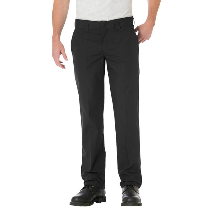 Dickies Men's Slim Straight Fit Lightweight Poplin Pants- Black