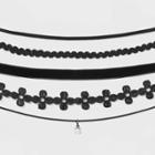 Velvet And Simulated Pearl Charm Choker Set 5pc - Wild Fable Black