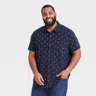 Men's Big & Tall Printed Standard Fit Short Sleeve Button-down Shirt - Goodfellow & Co Navy/animal Icon