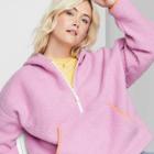Women's Plus Size Half-zip Sherpa Pullover - Wild Fable Purple