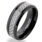 West Coast Jewelry Men's Crucible Blackplated Stainless Steel Gray Carbon Fiber Band Ring (9), Black Gray