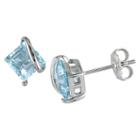 Target 2.76 Ct. T.w. Square Shaped Blue Topaz Pin Earrings In Sterling