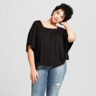 Women's Plus Size Flutter Sleeve Top - Universal Thread Black X