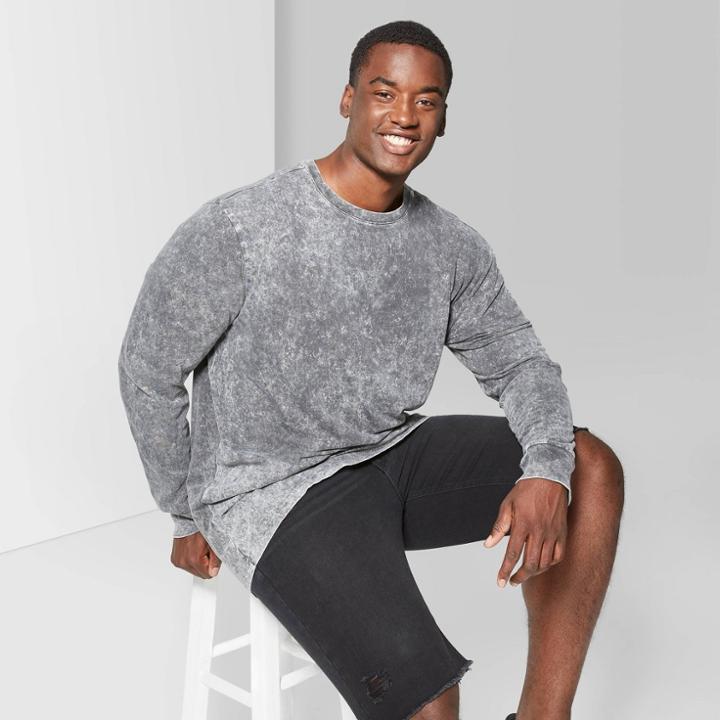 Men's Tall Regular Fit Long Sleeve Boxy T-shirt - Original Use Black