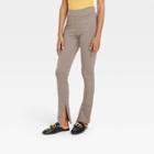 Women's High-waisted Split Hem Leggings - A New Day Brown