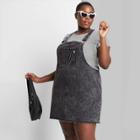 Women's Plus Size Denim Pinafore Dress - Wild Fable Black