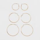 Hoop Earrings 3pc - A New Day Gold