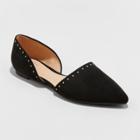 Women's Rebecca Wide Width Pointed Two Piece Ballet Flats - A New Day Vintage Black 11w,