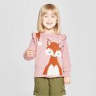 Toddler Girls' Long Sleeve Fox Pullover - Genuine Kids From Oshkosh Pink