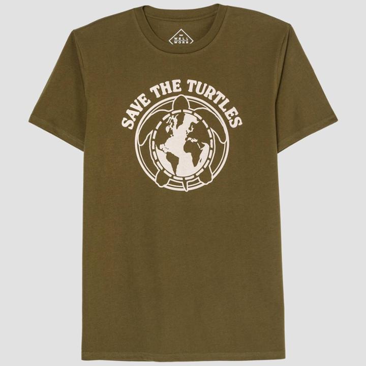 Well Worn Men's Save The Turtles Short Sleeve Graphic T-shirt - Green S, Men's,
