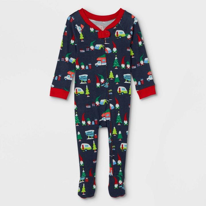 Baby Holiday Gnome Print Matching Family Footed Pajama - Wondershop Navy