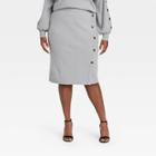 Women's Plus Size Midi Button Detail Sweater Skirt - Who What Wear Gray