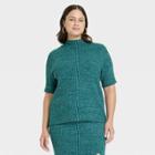 Women's Plus Size Mock Turtleneck Ribbed Pullover Sweater - Ava & Viv Teal Blue