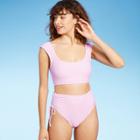 Women's Cap Sleeve Crop Bikini Top - Sea Angel Purple