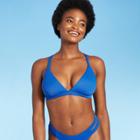 Women's Ribbed Triangle Bikini Top - Shade & Shore Sapphire Blue D/dd Cup