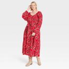 Women's Plus Size Long Sleeve Maxi Dress - Knox Rose Red