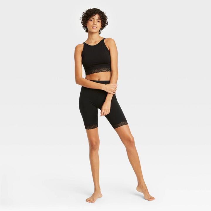 Women's Lace Trim Lounge Camisole - Colsie Black