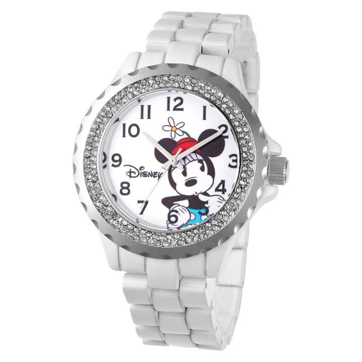 Women's Disney Minnie Mouse Enamel Sparkle Watch - White