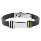 Men's West Coast Jewelry Stainless Steel With Two-tone Accents Rubber Id Bracelet, Black/silver