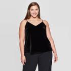 Women's Plus Size V-neck Velour Fashion Cami - A New Day Black X, Women's