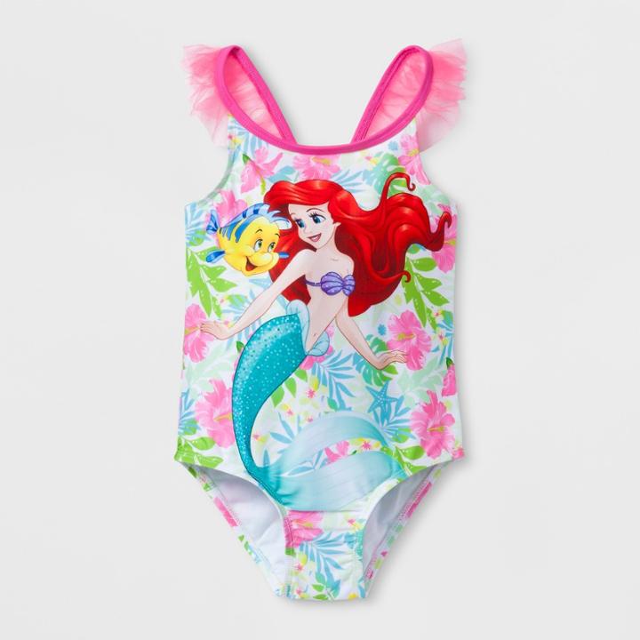 Toddler Girls' Disney Little Mermaid One Piece Swimsuit - Pink