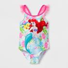 Toddler Girls' Disney Little Mermaid One Piece Swimsuit - Pink