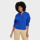 Women's Quarter Zip Sweater - A New Day Blue