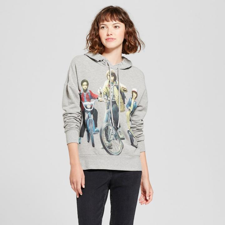 Women's Stranger Things Bike Trio Graphic Hoodie (juniors') - Gray