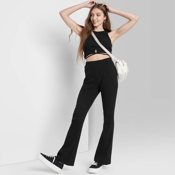 Women's Knit Flare Pants - Wild Fable Black