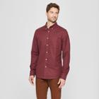 Men's Slim Fit Brushed Whittier Oxford Long Sleeve Collared Button-down Shirt - Goodfellow & Co Berry Cobbler