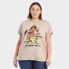 Women's Disney Princess Tiana Plus Size Short Sleeve Graphic T-shirt - Beige