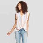 Women's Striped Sleeveless V-neck Twist Front Top - Universal Thread
