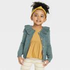 Grayson Collective Toddler Girls' Pointelle Cardigan - Teal Blue