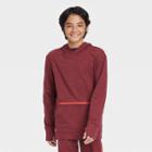 Boys' Lightweight Fleece Hooded Sweatshirt - All In Motion Heathered Red