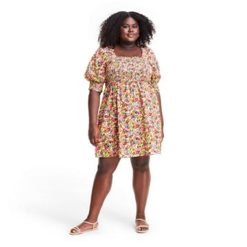 Plus Size Floral Puff Sleeve Smocked Bodice Dress - Rixo For Target