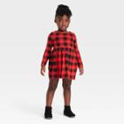 Toddler Girls' Long Sleeve Buffalo Check Dress - Cat & Jack Red