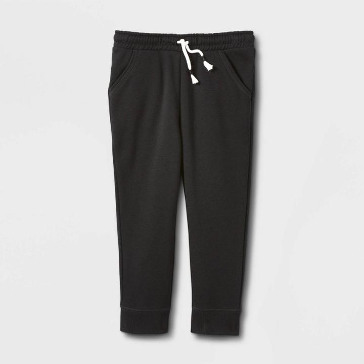 Toddler Girls' Solid Fleece Jogger Pants - Cat & Jack Black