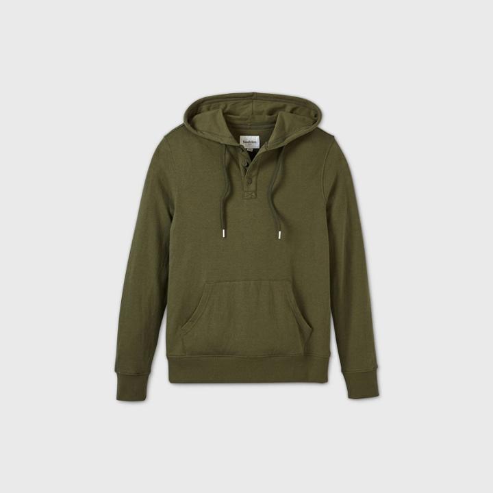 Men's Standard Fit Light Weight Henley Hoodie - Goodfellow & Co Green