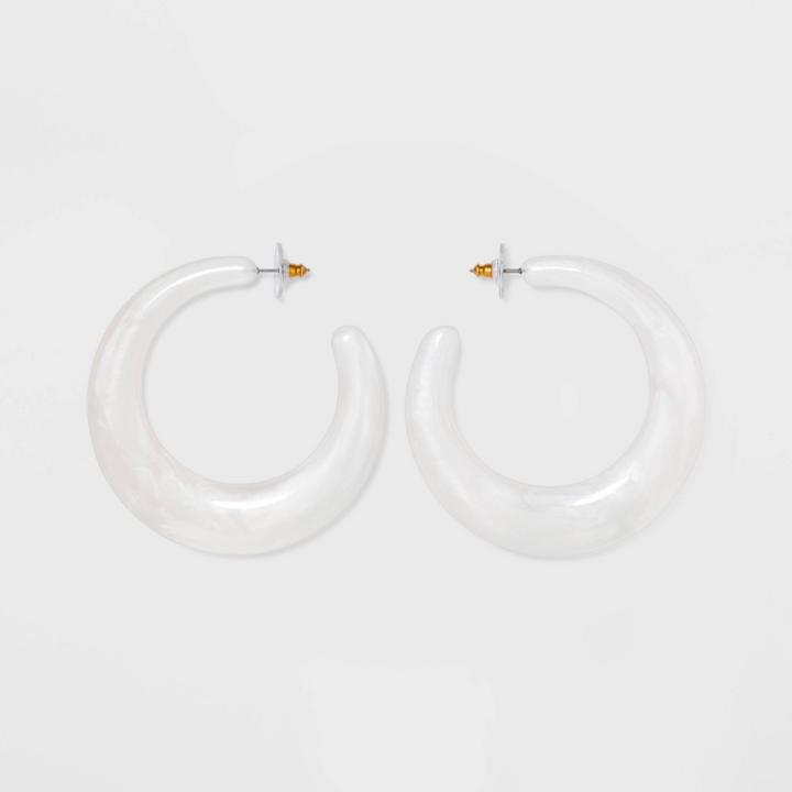 Sugarfix By Baublebar Monochrome Resin Hoop Earrings - White, Women's