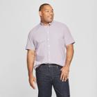 Men's Big & Tall Standard Fit Plaid Short Sleeve Poplin Button-down Shirt - Goodfellow & Co Pretend Purple