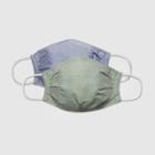 Women's 2pk Fabric Face Masks - Universal Thread Mint Solid/chambray L/xl, Green