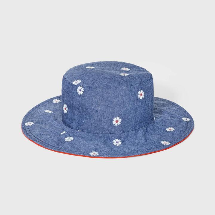 Toddler Girls' Reversible Floral Hat - Cat & Jack Blue