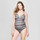 Maternity Lace-up Back One Piece - Isabel Maternity By Ingrid & Isabel Floral Stripe - Xl,