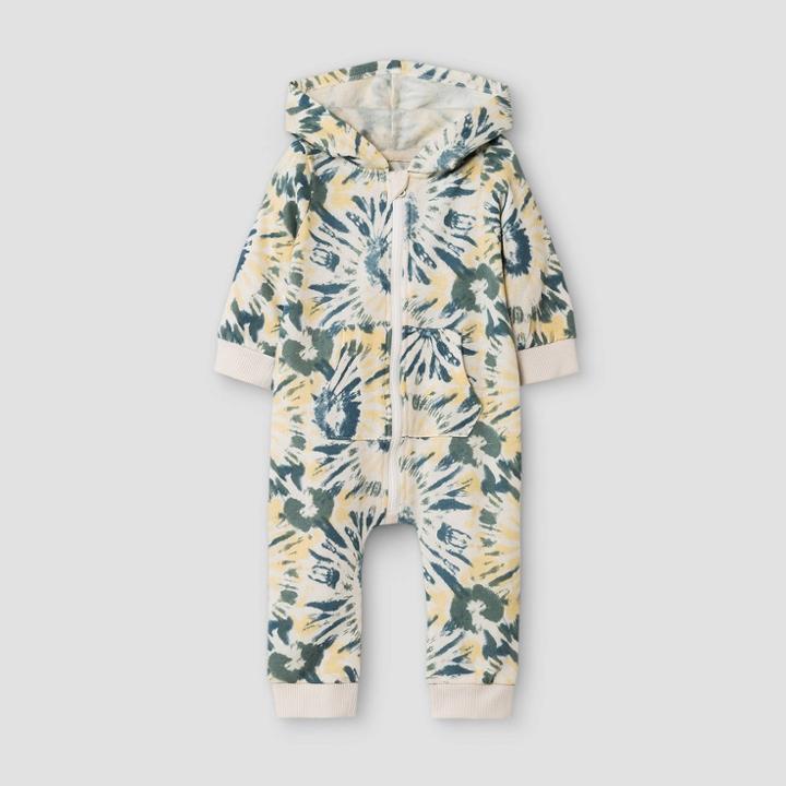 Grayson Mini Baby Boys' Tie-dye Hooded Romper - Blue